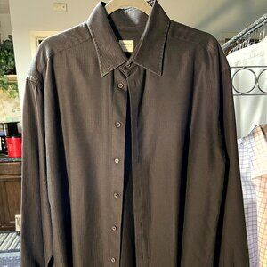 Armani Collezioni Men's Black 100% Cotton Long-Sleeve Button-Up Shirt SZ Lrg